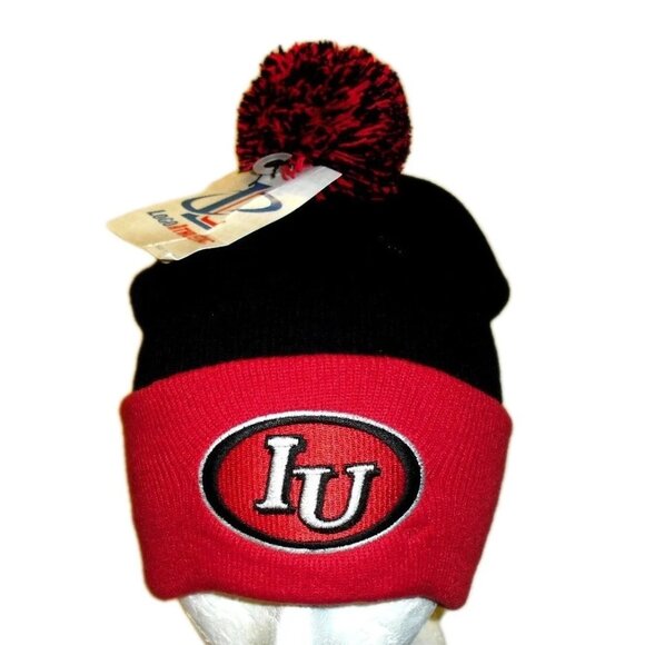 Indiana Hoosiers Vintage 90s Logo Athletic Mens Cuff Pom Beanie Winter Hat New - Picture 1 of 2